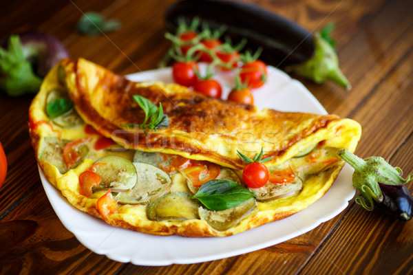 fried omelet with eggplant and tomatoes Stock photo © Peredniankina