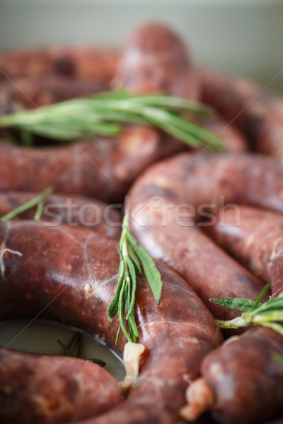 Stock photo: home hepatic raw sausage with rosemary