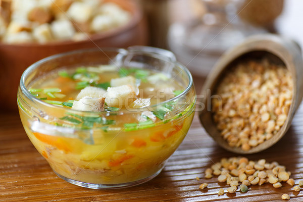 pea soup with croutons Stock photo © Peredniankina