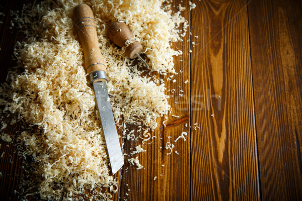 Woodworking tools. Chisel with sawdust . Stock photo © Peredniankina