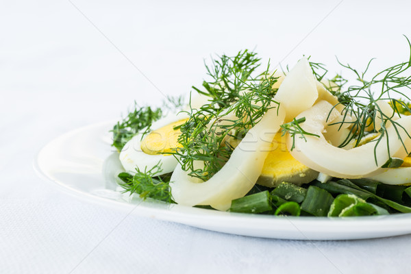 Sałatka kałamarnica jaj świeże zioła żywności Zdjęcia stock © Peredniankina