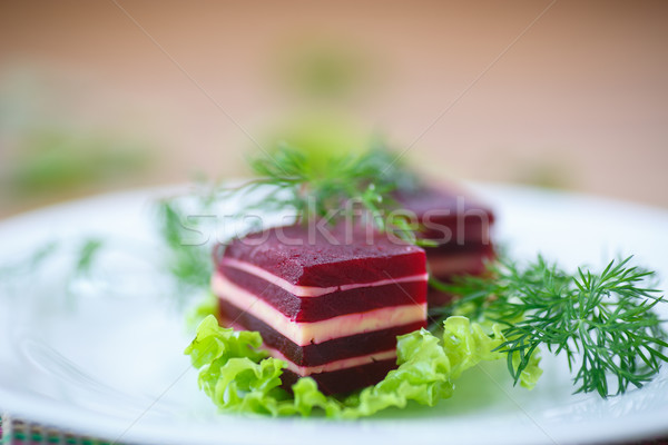 appetizer of beet and cheese on lettuce leaves  Stock photo © Peredniankina