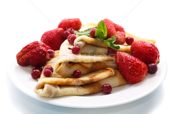 pancakes with strawberries Stock photo © Peredniankina