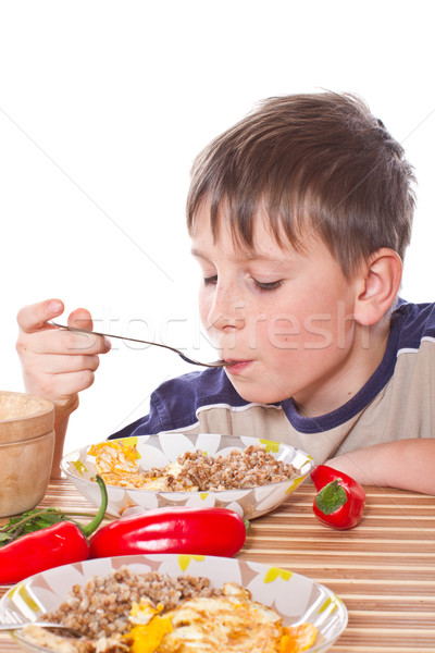 boy breakfast Stock photo © Peredniankina