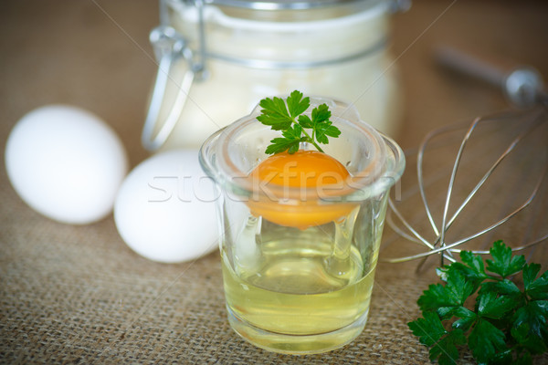 Mayonnaise natürlichen hausgemachte Glas jar Licht Stock foto © Peredniankina