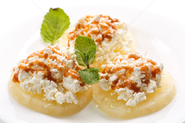 pineapple rings with fresh cheese and syrup  Stock photo © Peredniankina