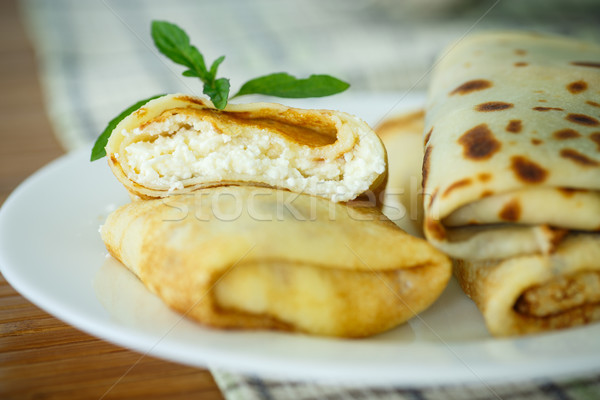 Panquecas doce requeijão branco prato comida Foto stock © Peredniankina