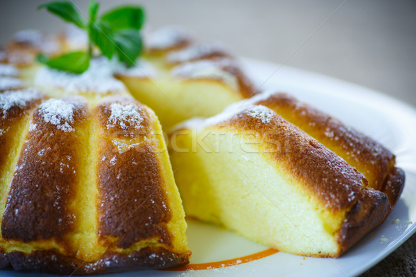 Twaróg cukier puder obiedzie biały deser jeść Zdjęcia stock © Peredniankina