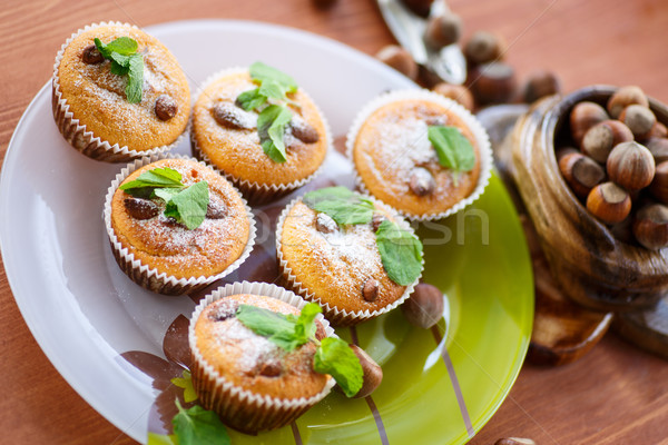 sweet curd cupcakes with hazelnuts Stock photo © Peredniankina