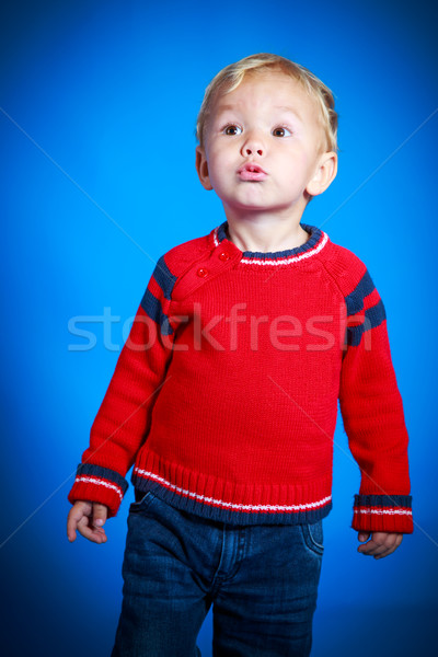 Portret cute jongen Blauw baby gezicht Stockfoto © Peredniankina