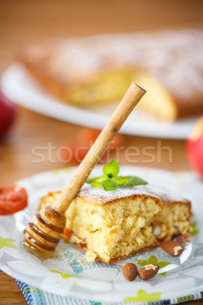sponge cake with dried apricots and almonds Stock photo © Peredniankina