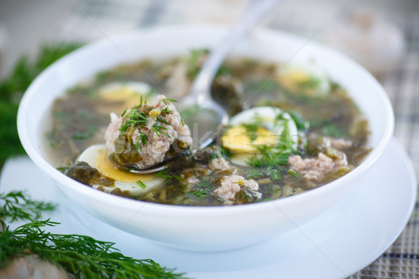 sorrel soup with meatballs and eggs Stock photo © Peredniankina