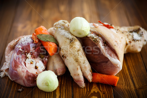 Rohkost Koch Fleisch Set Tabelle Huhn Stock foto © Peredniankina