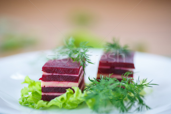 appetizer of beet and cheese on lettuce leaves  Stock photo © Peredniankina