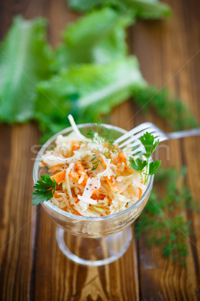 кислая капуста морковь специи чаши таблице обеда Сток-фото © Peredniankina