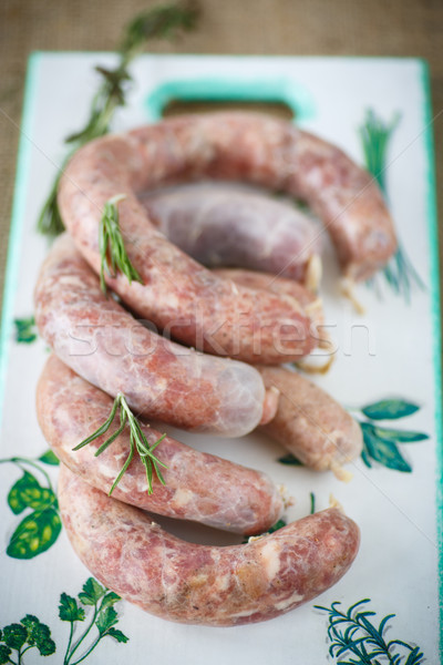 Crude homemade beef sausage Stock photo © Peredniankina