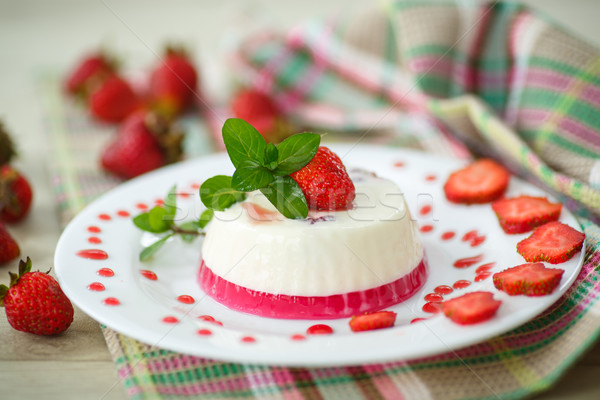 Stock photo: milk with strawberry jelly 