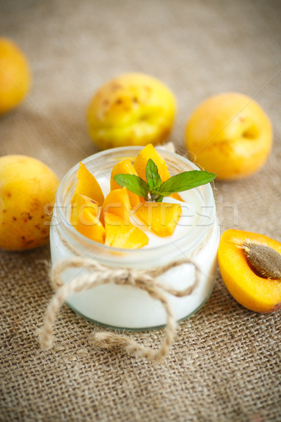 Yogurt with fresh apricots Stock photo © Peredniankina