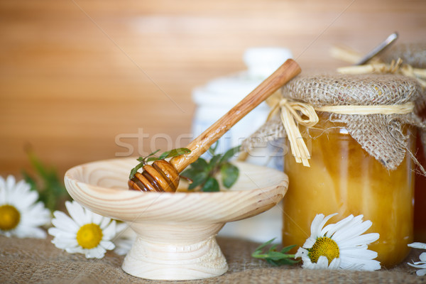 Honing vitamine vers glas jar houten tafel Stockfoto © Peredniankina