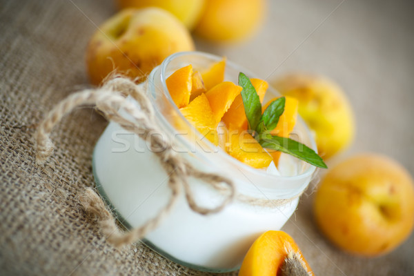 Yogurt with fresh apricots Stock photo © Peredniankina