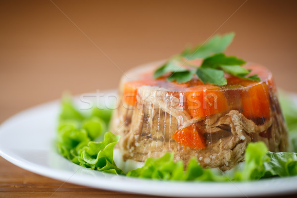 Foto d'archivio: Carne · lattuga · piatto · alimentare · mais · bianco