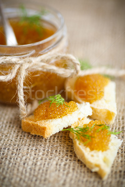Brood gezouten kaviaar tabel voedsel vis Stockfoto © Peredniankina