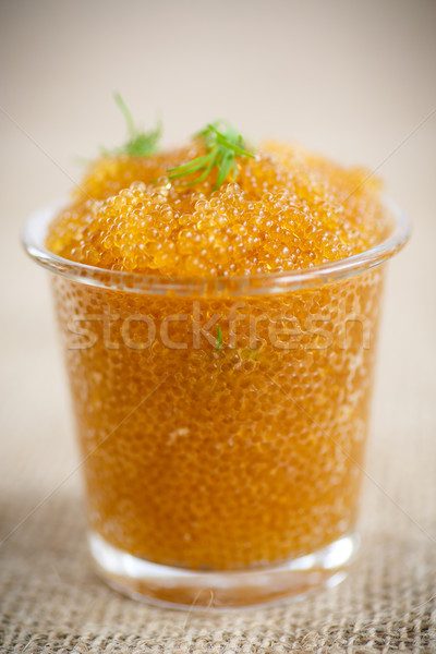 Caviar verre jar table poissons fond Photo stock © Peredniankina