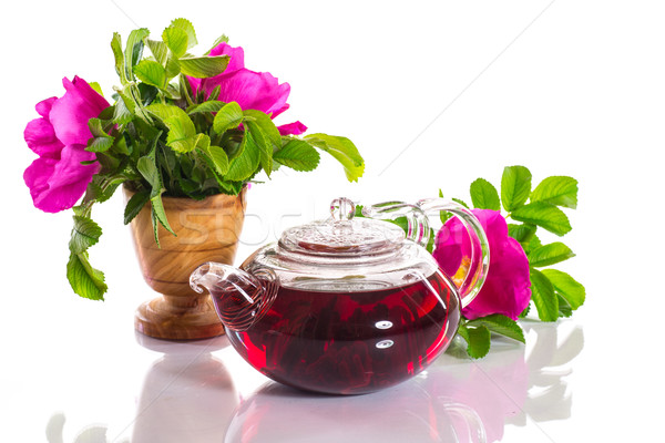 Сток-фото: чай · закрывается · бедра · белый · цветы · лист