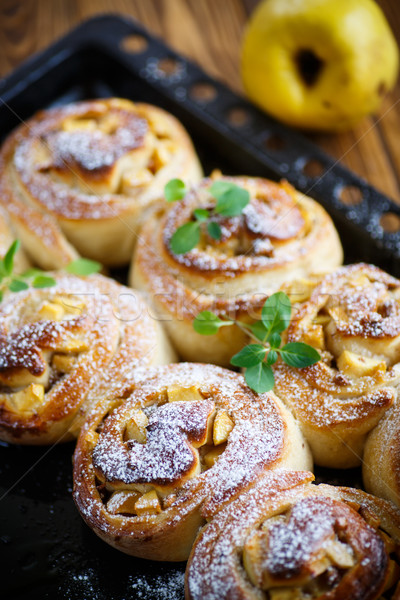 Stockfoto: Zoete · kweepeer · tabel · vruchten · cake