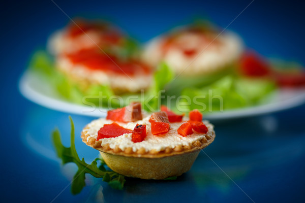 tartlets filled with red fish Stock photo © Peredniankina