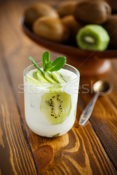 Greek yogurt with kiwi Stock photo © Peredniankina