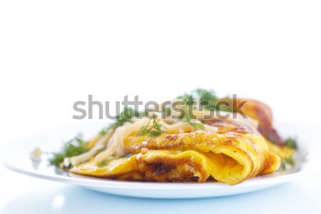 Huevos revueltos frescos hierbas blanco huevo queso Foto stock © Peredniankina