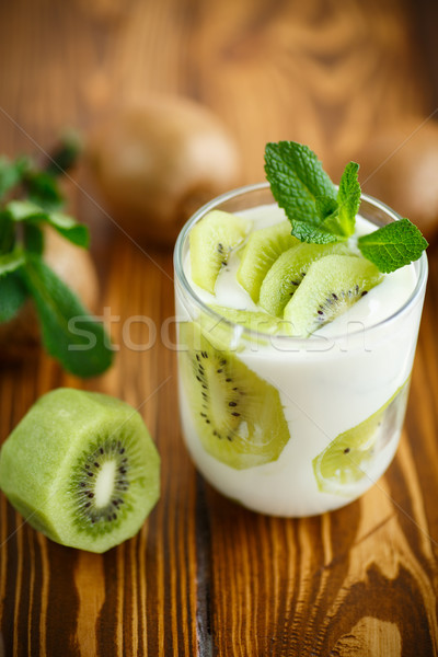 Greek yogurt with kiwi Stock photo © Peredniankina