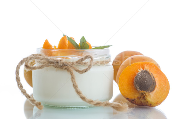 Yogurt with fresh apricots Stock photo © Peredniankina