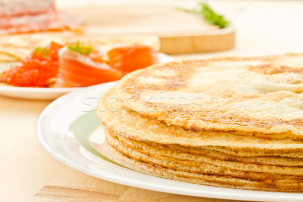 Pancakes with salted salmon Stock photo © Peredniankina