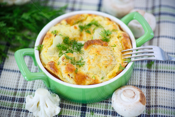 Stock photo: cauliflower baked with egg and cheese