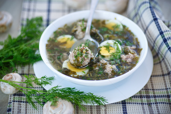sorrel soup with meatballs and eggs Stock photo © Peredniankina