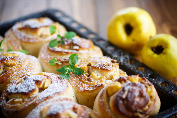 Stockfoto: Zoete · kweepeer · tabel · vruchten · cake