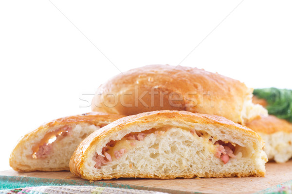 Stock photo: baked bread stuffed with cheese 