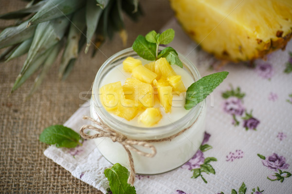 sweet homemade yogurt with pineapple Stock photo © Peredniankina