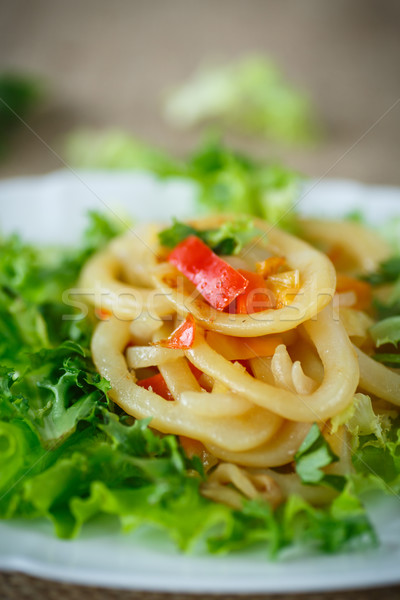 Stock photo: warm salad with fried calamari