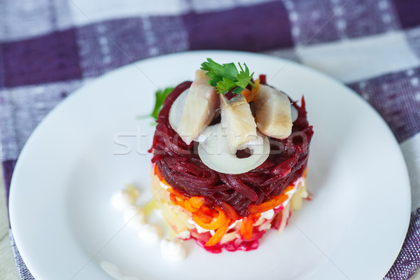 Russian traditional herring salad Stock photo © Peredniankina