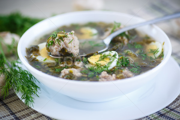 sorrel soup with meatballs and eggs Stock photo © Peredniankina