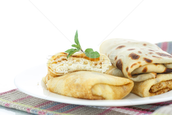 Panquecas doce requeijão branco comida fundo Foto stock © Peredniankina