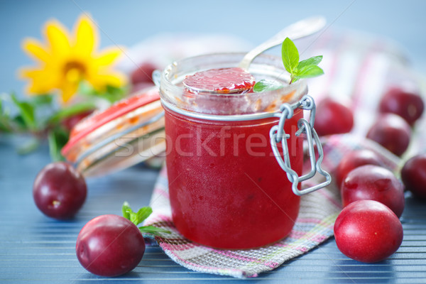 cherry plum jam with a bank Stock photo © Peredniankina