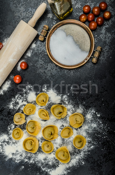Homemade pasta tortellini stuffed Stock photo © Peteer