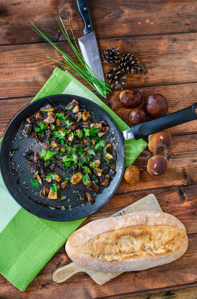 Roasted mushrooms with cumin and fresh herbs Stock photo © Peteer