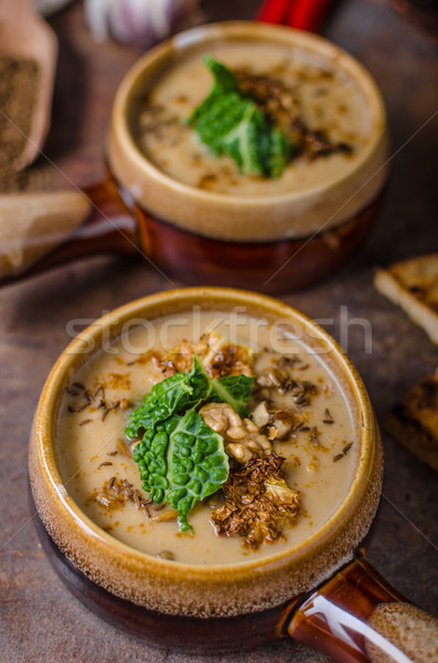 Creamy soup with roasted cauliflower and cabbage Stock photo © Peteer