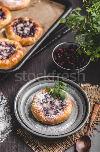 Rustic mini cake with berries and sugar crumble Stock photo © Peteer