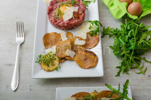 [[stock_photo]]: Boeuf · maison · parmesan · pain · dîner